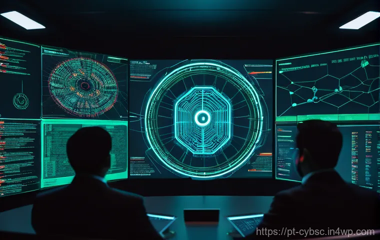 최신 사이버 위협에 대한 인식 제고 방안 - **Prompt:** A scene depicting the threat of ransomware and the solution of data backup. In the foreg...