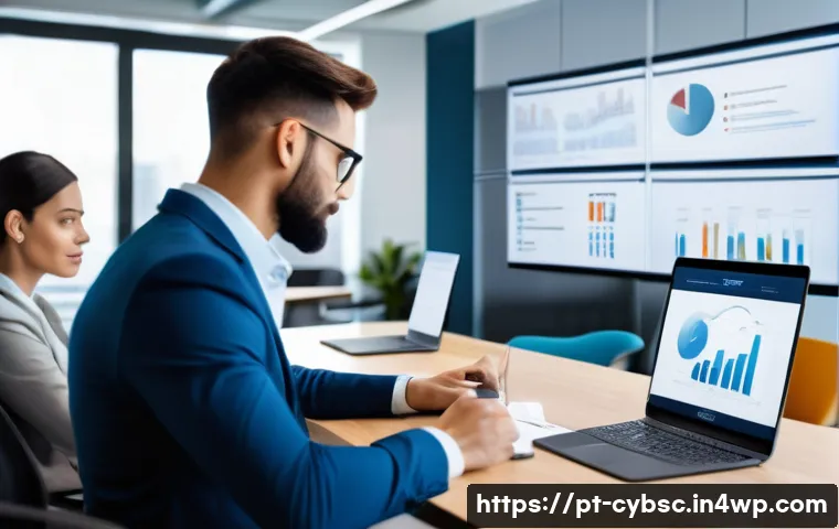 사이버 보안 인식 프로그램의 핵심 성과 지표 분석 - A modern corporate training room filled with diverse employees actively engaging in a cybersecurity ...