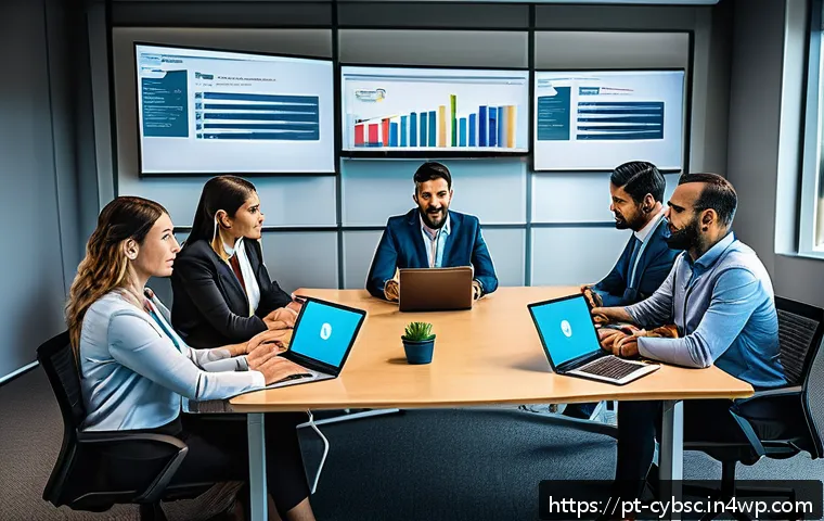 사이버 보안 인식 교육을 통한 직원의 책임 인식 제고 - A diverse group of professional office workers in Brazil engaged in an interactive cybersecurity tra...