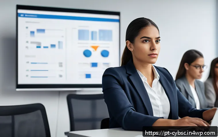 사이버 보안 인식 교육 이후 직원 행동 변화 분석 - A diverse group of office employees in a modern Brazilian corporate setting attentively participatin...