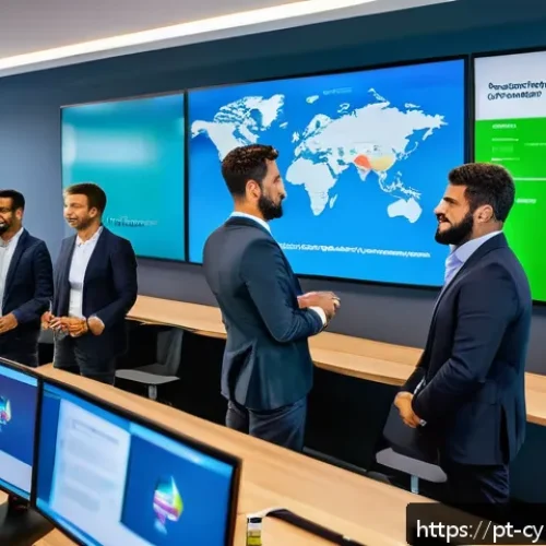 Home 30 사이버 보안 인식 교육을 위한 게임과 시뮬레이션 활용 - A modern corporate training room with diverse Brazilian professionals actively engaging in a cyberse...
