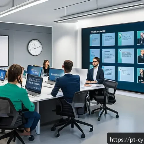 Home 17 사이버 보안 인식 프로그램에 대한 자주 묻는 질문 - A modern corporate training room filled with diverse employees attentively participating in an inter...